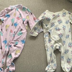 Disney baby 6-9 month One Piece Pajamas - Pink and Cream Minnie Mouse princess
